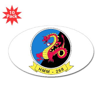 MMHS268 - M01 - 01 - Marine Medium Helicopter Squadron 268 - Sticker (Oval 10 pk) - Click Image to Close